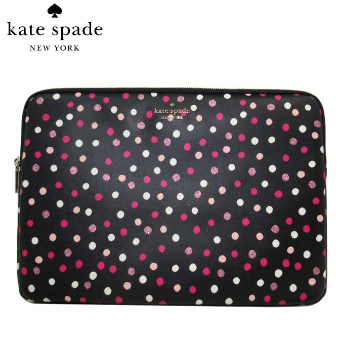 ケイトスペード ポーチ（レディース） 【10%OFF 6/2 09:59迄】ケイトスペード ポーチ PCケース kate spade グリマー ドット プリント ステイシー ユニバーサル ラップトップ スリーブ K9442 001(ブラック×マルチカラー) レディース アウトレット レディース 送料無料