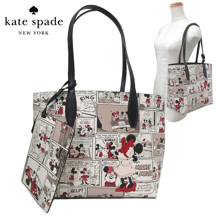 ケイト・スペード ニューヨーク 革トートバッグ レディース ケイトスペード トートバッグ kate spade レザー ディズニーコラボ ミニーマウス モチーフ クラシックコミック スモール リバーシブル 肩がけ K9527 960(マルチ) アウトレット レディース 送料無料