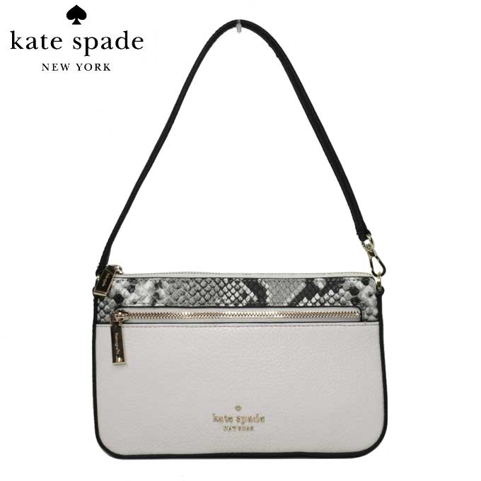 楽天SanAlpha（サンアルファ）ケイトスペード ポーチ kate spade レイラ レザー パイソンプリント コンバーチブル トップ ハンドルポーチ KA602 960（ホワイト系×ブラックマルチ） レディース アウトレット 送料無料