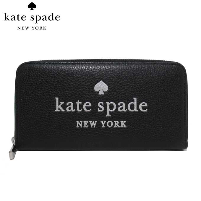 ケイトスペード 財布（レディース） ケイトスペード 長財布 K4708 001 グリッター エンボス レザー ラウンドファスナー kate spade アウトレット 送料無料