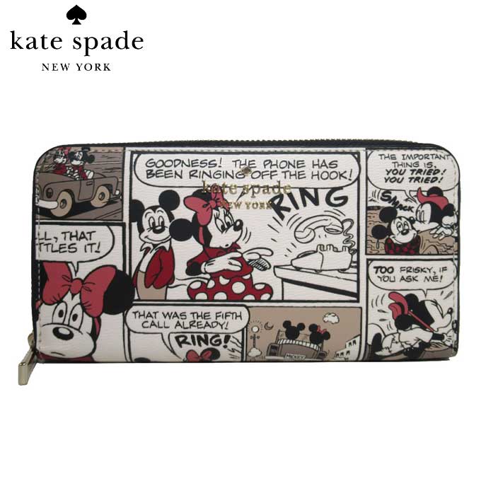 ケイトスペード 財布（レディース） 【10%OFF 5/21 09:59迄】ケイトスペード 長財布 kate spade PVC ディズニー コラボ ミッキー ミニー クラシックコミック プリント ラウンドファスナー disney kate spade K9327 960 (マルチカラー) アウトレット レディース 送料無料