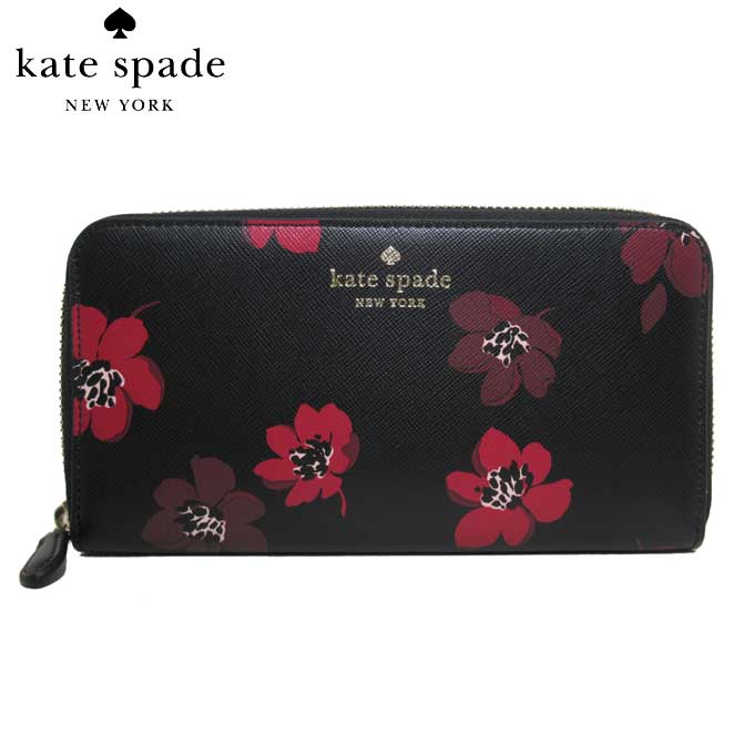 【10%OFFクーポン配布中 1/1 0:00～】ケイトスペード 財布 長財布 kate spade サフィアーノPVC ブリン ダンシング ブルーム プリント ラージ コンチネンタル ウォレット KA273-001(ブラック×マルチカラー) アウトレット レディース 送料無料