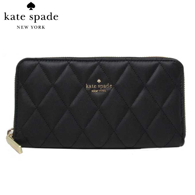 ケイト・スペード ニューヨーク 長財布 レディース ケイトスペード 長財布 kate spade キャリー キルティング スムースレザー ラウンドファスナー KA590 001(ブラック) アウトレット レディース 送料無料