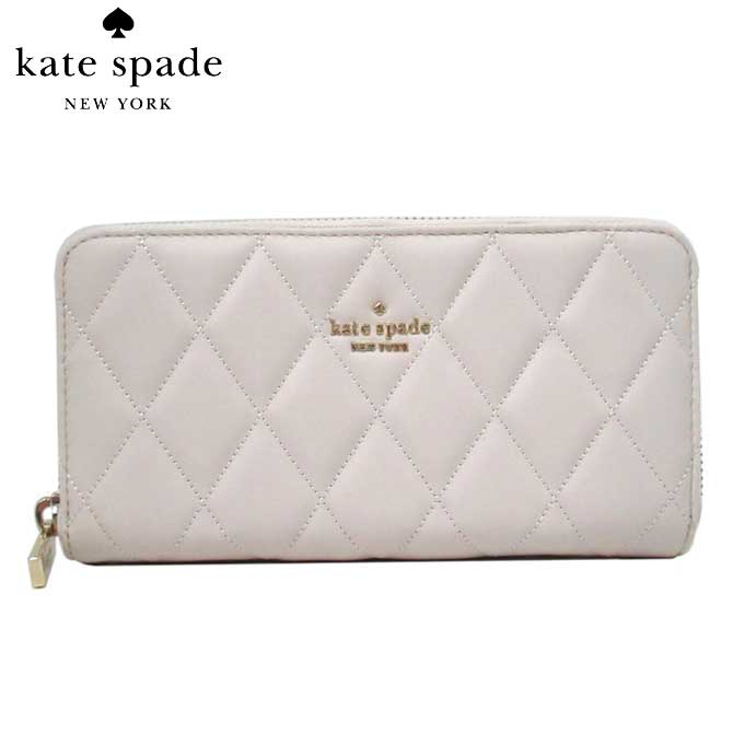 ケイトスペード 長財布 kate spade キャリー キルティング スムースレザー ラウンドファスナー KA590 100(パーチメント) アウトレット レディース 送料無料