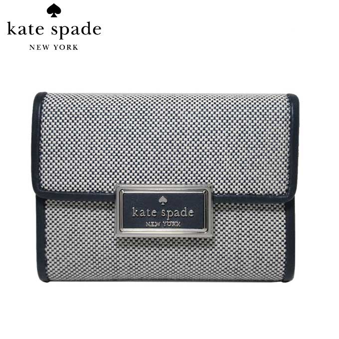 ケイトスペード 財布（レディース） 【1000円OFF 6/11 01:59迄】ケイトスペード 財布 三つ折り kate spade リーガン ミディアム フラップ キャンバス ウォレット KA600 960(ブレザーブルー) アウトレット レディース 送料無料