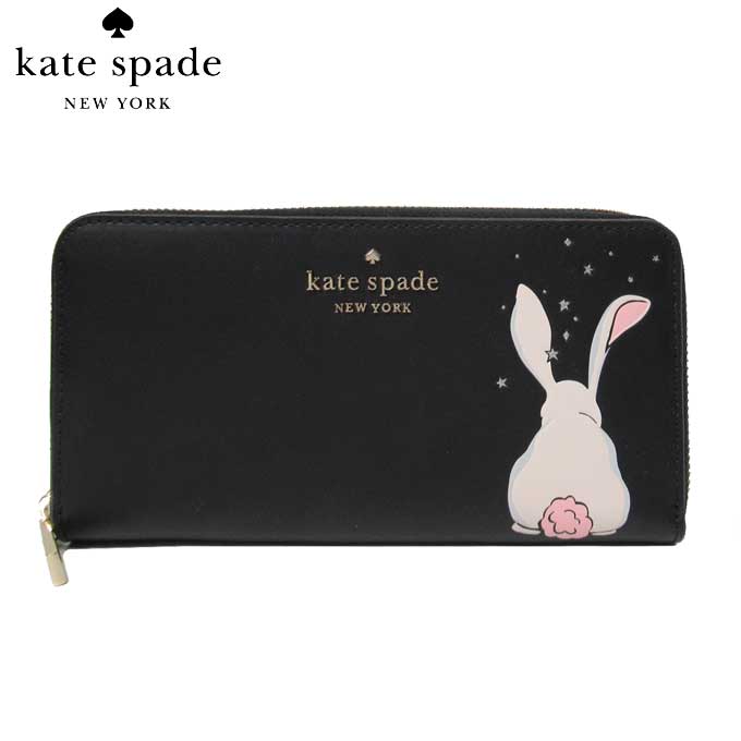 ケイト・スペード ニューヨーク 財布（レディース） ケイトスペード 財布 長財布 kate spade ブン ブン うさぎ バニー ラージ コンチネンタル ウォレット ラウンドファスナー KA610 001(ブラック×マルチカラー) アウトレット レディース 送料無料