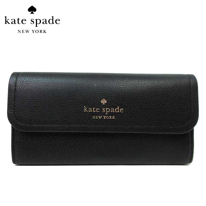 ケイトスペード 財布（レディース） 【10%OFF 6/2 09:59迄】ケイトスペード 財布 長財布 kate spade ロージー レザー ラージ フラップ ウォレット かぶせ蓋 KB014 001 (ブラック) アウトレット レディース 送料無料