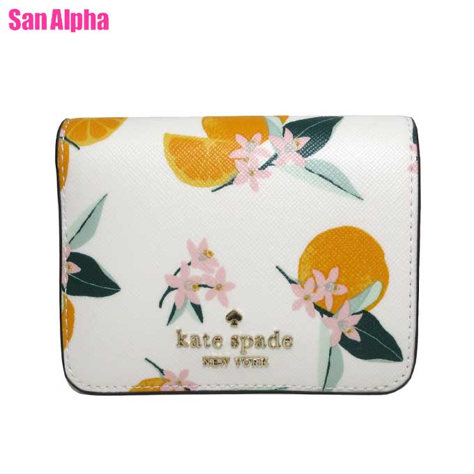 ケイトスペード 財布（レディース） ケイトスペード 財布 二つ折り財布 kate spade PVC マディソン オレンジ トス プリント スモール バイフォールド ウォレット KD743 250 (クリームマルチカラー) アウトレット 送料無料