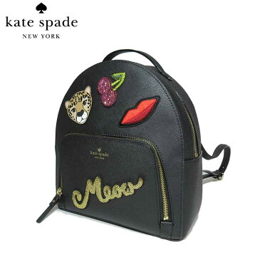 ケイト・スペード アウトレット kate spade ショルダーバッグ WKRU5375-001 ヒョウ/チェリー/リップ モチーフ アップリケ レザー スパンコール刺繍 リュック leopard tomi / run wild / black(001)：ブラック 【RCP】【楽天カード分割】【レディース】