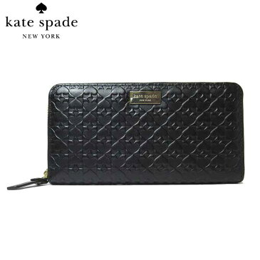 ケイト・スペード アウトレット kate spade 財布 WLRU4944-001 neda / peonn place embo レザー スペード柄 ラウンドファスナー 長財布 black(001):ブラック【RCP】【レディース】