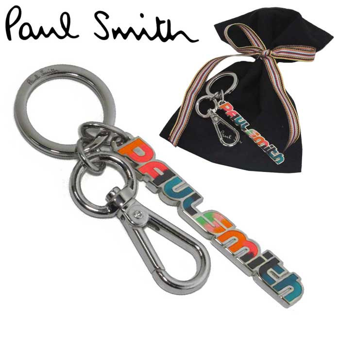 ポールスミス 【 新古品（Sランク/展示品）】 ポール・スミス キーリング Paul Smith ロゴ モチーフ M1A KEYR GNLOGO 96(マルチカラー×シルバー系) 新品同様 メンズ レディース 【メール便対応(ネコポス)】