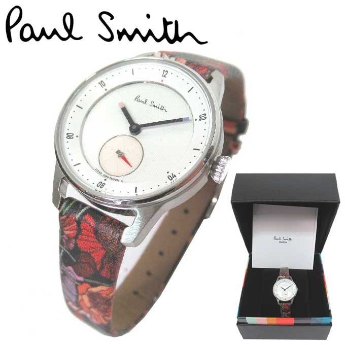 【10%OFF 5/21 09:59迄】【新古品（Sランク/展示品）】 ポール・スミス 時計 腕時計 Paul Smith フラワープリント チャーチストリート ミニ レザーベルト BZ2 010 10(ブラック×マルチカラー)新品同様 未使用品 レディース 送料無料