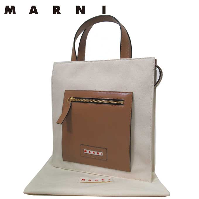 マルニ バッグ レディース 【10%OFF 5/21 09:59迄】マルニ MARNI バッグ レディース SHMP0068Q0 P2994 Z3O83(ブラウン系マルチ) キャンバス×レザー トートバッグ 送料無料