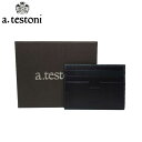 ア テストーニ ブティック A.TESTONI カードケース WUAL351-98ANE-293 レザー マチなし カードケース SIMPLE CARD CASE / ANTIQUE TOP CALF / NAVY メンズ