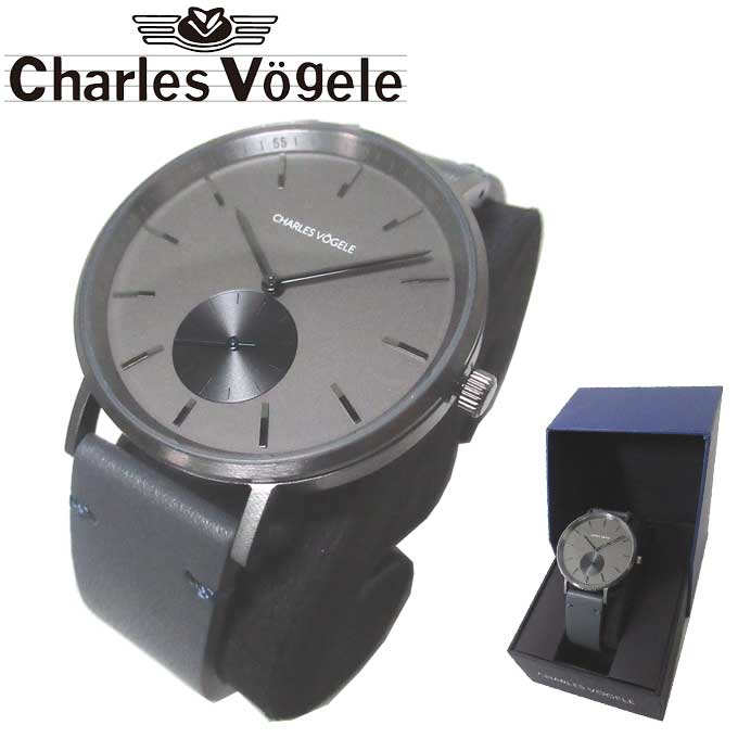 【10%OFF 6/2 09:59迄】シャルルホーゲル 腕時計 Charles vogele クオーツ レザーベルト ラウンド 円形 V0720 G57 (金具：ガンメタル系×グレー系) アクセサリー メンズ 送料無料