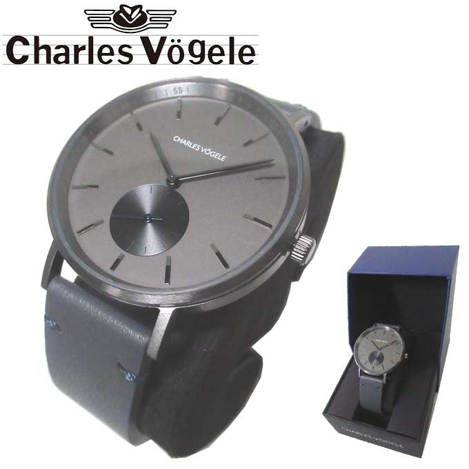 【1000円OFF 6/11 01:59迄】シャルルホーゲル 腕時計 Charles vogele クオーツ レザーベルト ラウンド 円形 V0720 G57 (金具：ガンメタル系×グレー系) アクセサリー メンズ 送料無料