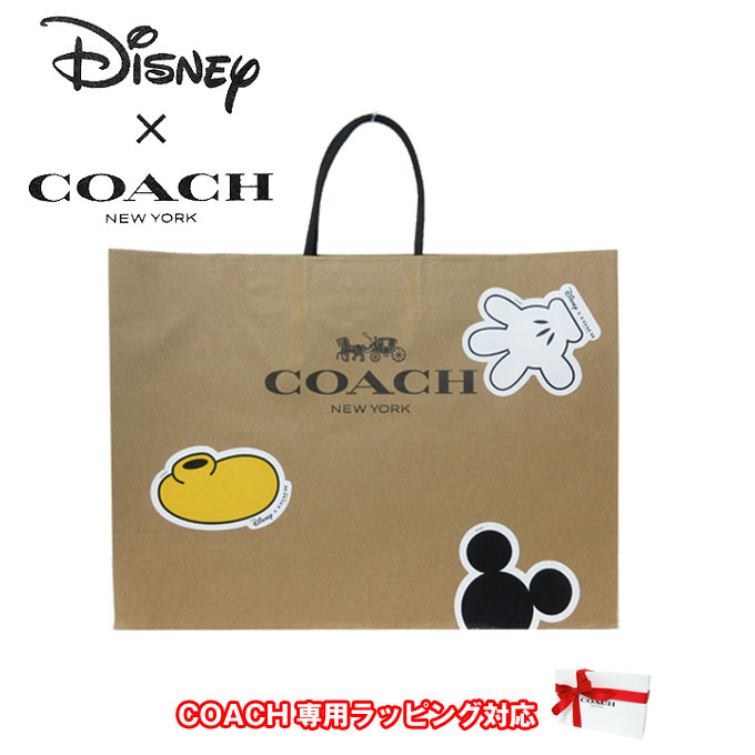 【単品購入可能 代引き不可】ディズニーコラボ コーチ アウトレット COACH ディズニー ミッキー COACH×DISNEY コラボ 紙袋 横長タイプ Mサイズ：30×40×15 (非売品入手困難) ショッパー ショ袋 コーチ バッグ【代金引換不可SALE】 【レディース】