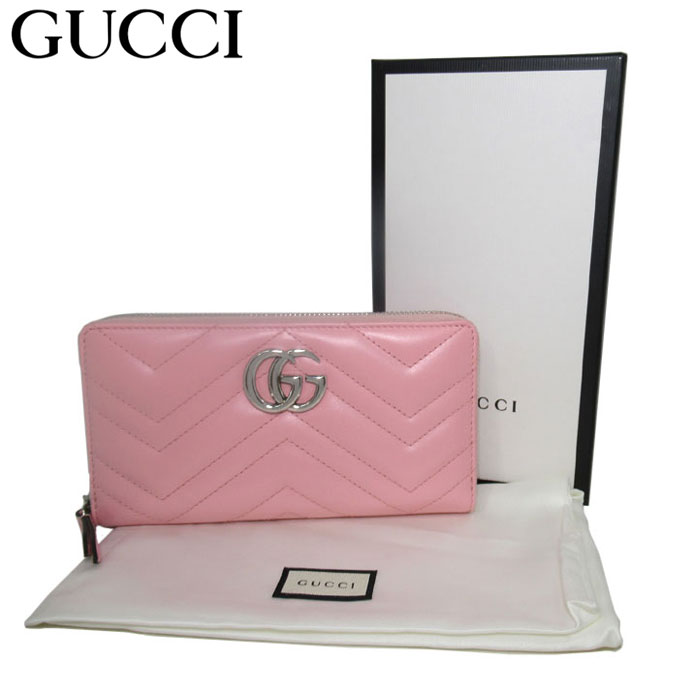 グッチ 財布（レディース） 【1000円OFF 5/27 01:59迄】グッチ GUCCI 長財布 レディース 443123 キルティング調 GG マーモント ロゴ ラウンドファスナー ブティックライン 送料無料