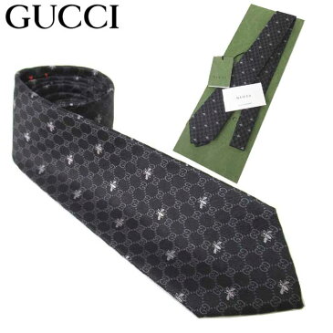 【1000円OFF 9/11 01:59迄】グッチ ネクタイ GUCCI シルク GG柄×ハチ ビー 545078 4E002 1062(ブラック系マルチ) ブティック メンズ 送料無料