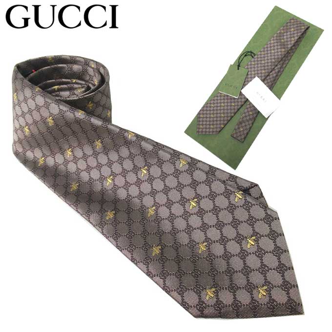 【1000円OFF 9/11 01:59迄】グッチ ネクタイ GUCCI シルク GG柄×ハチ ビー 545078 4E002 9764(ベージュブラウン系マルチ) ブティック メンズ 【グッチ専用ケース付き】送料無料