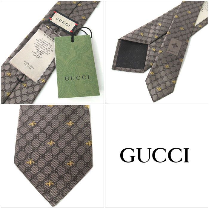 【1000円OFF 9/11 01:59迄】グッチ ネクタイ GUCCI シルク GG柄×ハチ ビー 545078 4E002 9764(ベージュブラウン系マルチ) ブティック メンズ 【グッチ専用ケース付き】送料無料