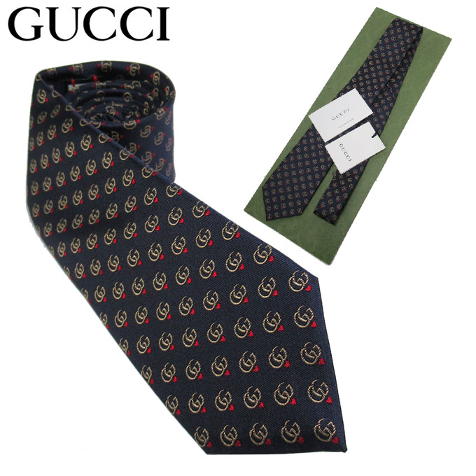 【1000円OFF 9/11 01:59迄】グッチ ネクタイ GUCCI シルク GGマーモント&ハート 571789 4E002 4000(ダークネイビー系マルチ) ブティック メンズ 【グッチ専用ケース付き】送料無料