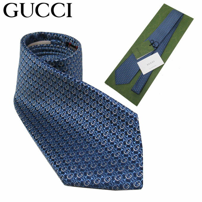 【1000円OFF 9/11 01:59迄】グッチ ネクタイ GUCCI シルク インターロッキング 643994 4E002 4178(ブルー系マルチ) ブティック メンズ 【グッチ専用ケース付き】送料無料