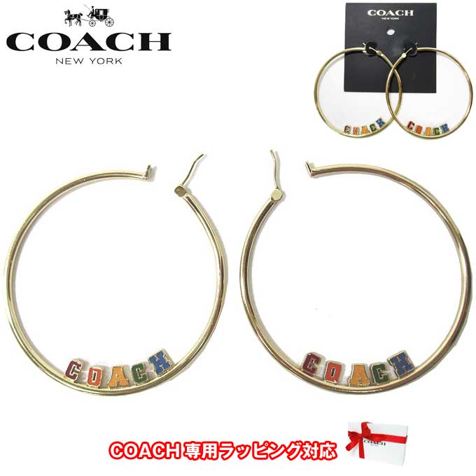 コーチ ピアス 【10%OFF 6/2 09:59迄】コーチ ピアス アクセサリー COACH ロゴ ヴァーシティ フープピアス CD807 GD/MC(ゴールド系×マルチカラー) レディース 【メール便対応(ネコポス)】