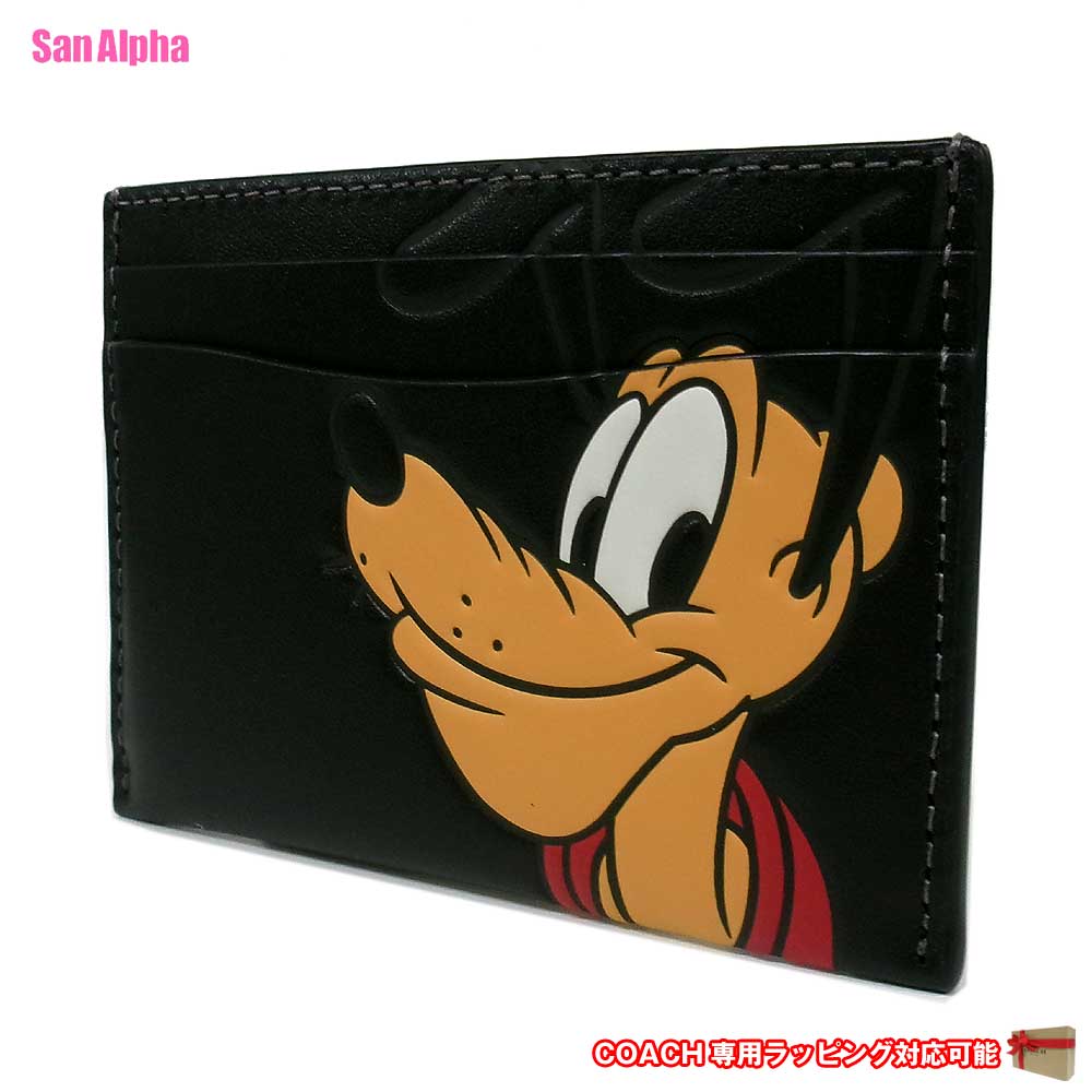 コーチ カードケース COACH X DISNEY 「プルート」 エッセンシャル レザー カード ホルダー CDL82 B4/M2 (ブラックマルチ) レディース 送料無料