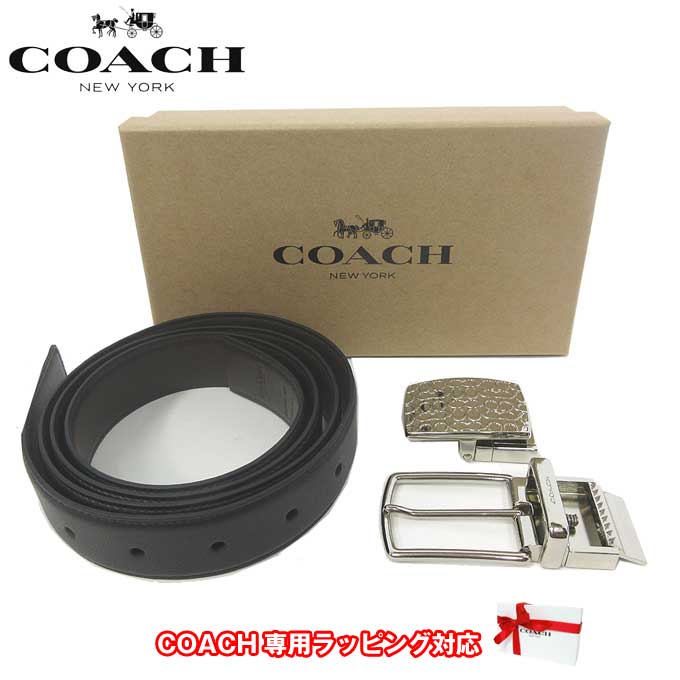 ●ギフトBOX付!!● コーチ アウトレット COACH アパレル メンズ F65186 レザー シグネチャーバックル ベルト ギフトセット AQ0(ブラック×ダークブラウン)【RCP】【楽天カード分割】【メンズ】