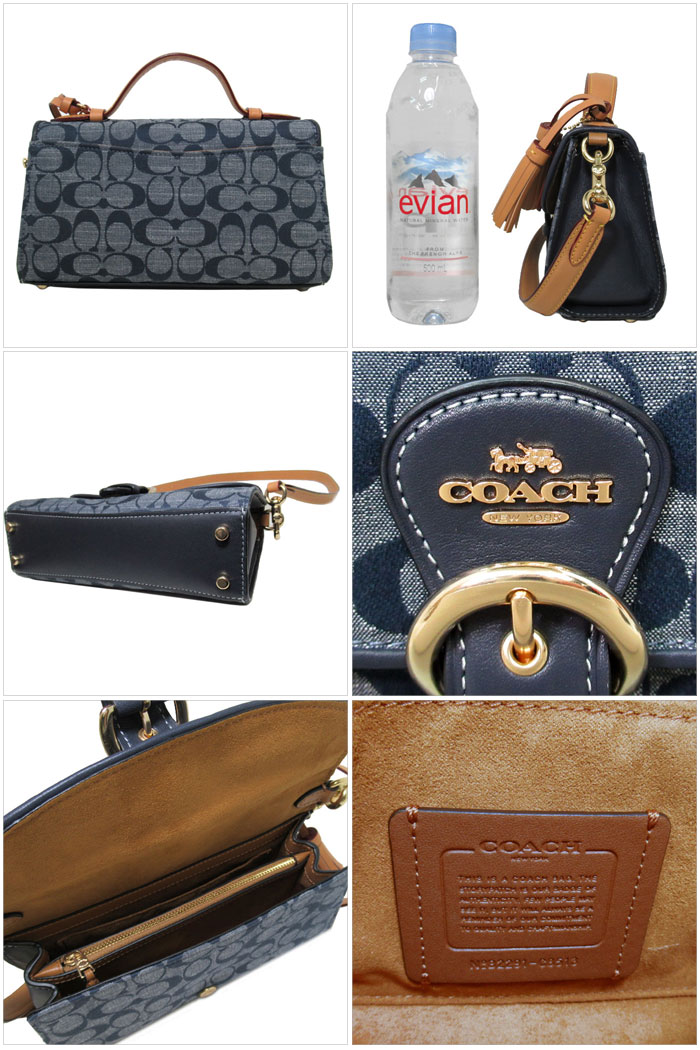 【1000円OFF 9/11 01:59迄】コーチ バッグ ショルダーバッグ COACH シャンブレー デニム シグネチャー クリオ 2WAY トップ ハンドル タッセル付き C8513 IMDEI(デニムマルチ) アウトレット レディース 送料無料