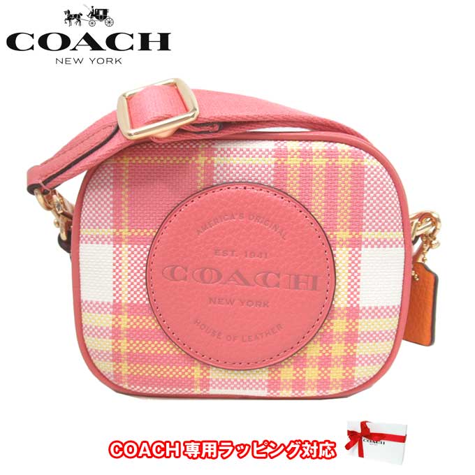 コーチ ショルダーバッグ COACH C8681 IMTVT(ピンク系マルチ) ガーデン チェック柄 コーチパッチ ミニ デンプシー カメラバッグ ミニ ポシェット 斜め掛け アウトレット 送料無料 レディース