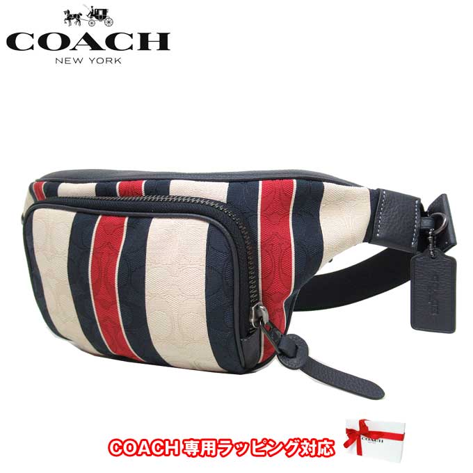 【10%OFF 6/2 09:59迄】コーチ ショルダーバッグ ウエストポーチ COACH トンプソン ジャカード シグネチャー ウィズ ストライプ ベルトバッグ ボディーバッグ C9966 QBUCT ミッドナイト レッド…