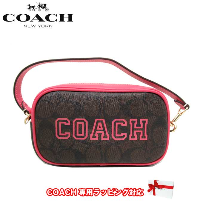 【10%OFF 5/21 09:59迄】コーチ バッグ ポーチ COACH PVC シグネチャー キャンバス ウィズ ヴァーシティ モチーフ ジェイミー リストレット CB851 IMUOE (ブラウン×ウォーターメロン) アウトレット レディース 送料無料