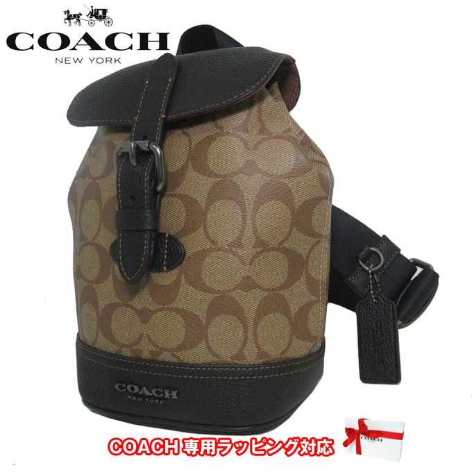 【1000円OFF 5/16 01:59迄】コーチ バッグ ボディバッグ ショルダーバッグ COACH ハドソン スモール パック シグネチャー PVC ミニバッグ CB928 QBT4U(カーキ×ブラック) アウトレット メンズ 送料無料