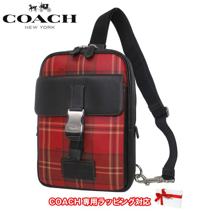 コーチ バッグ ショルダーバッグ COACH PVC プレイド プリント タータンチェック柄 トラックパック ボディバッグ CC029 SVPM0(レッド×ブラック×マルチカラー)アウトレット メンズ 送料無料