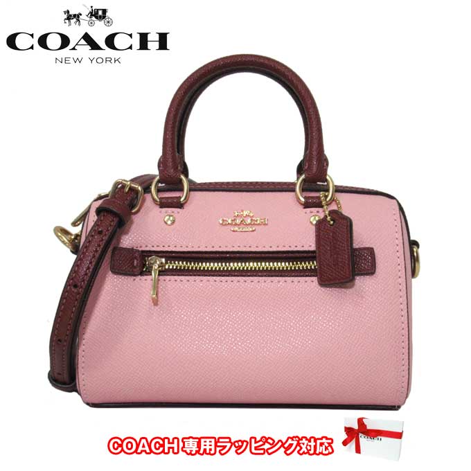 コーチ ミニバッグ レディース 【10%OFF 5/21 09:59迄】コーチ バッグ ショルダーバッグ COACH コントラスト トリム ミニ ローワン クロスボディ サッチェル 2WAY ミニバッグ 斜め掛け CF375 IMV2G (ピンク系×ダークワインレッド系) アウトレット レディース 送料無料