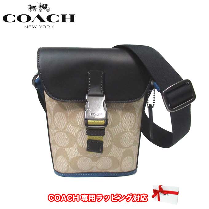 ショルダーバッグ 【10%OFF 6/2 09:59迄】コーチ バッグ ショルダーバッグ COACH カラーブロック シグネチャー トラック スモール フラップ クロスボディ 斜めがけ CH071 QBVFG (ライトカーキ×ブルージェイマルチ) アウトレット メンズ 送料無料