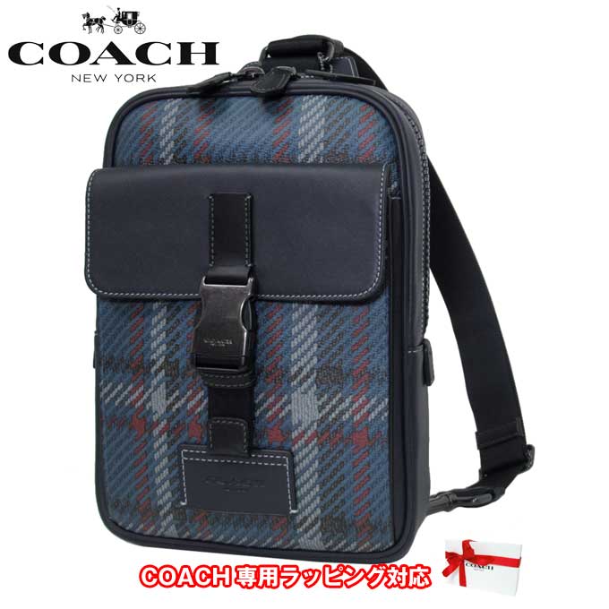 コーチ ボディバッグ メンズ 【訳あり】コーチ バッグ ショルダーバッグ COACH レザー トラック パック・プラッド プリント PVC ボディバッグ CH104 QBNI9(ミッドナイト ネイビー マルチ) アウトレット メンズ 送料無料