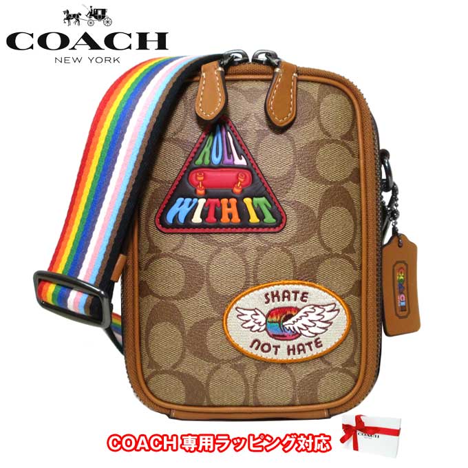 ショルダーバッグ コーチ バッグ ショルダーバッグ COACH シグネチャー パッチ スタントン クロスボディ ミニバッグ 斜めがけ CJ671 QBE7V(カーキ×マルチカラー)アウトレット メンズ 送料無料