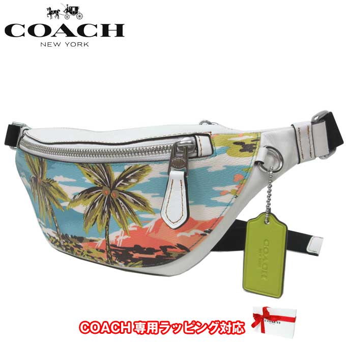 【10%OFF 5/21 09:59迄】コーチ ポーチ COACH ハワイアンプリント PVC レザー ミニ ベルトバッグ ボディバッグ CK379 SVBLM(ブルーマルチ) メンズ アウトレット 送料無料