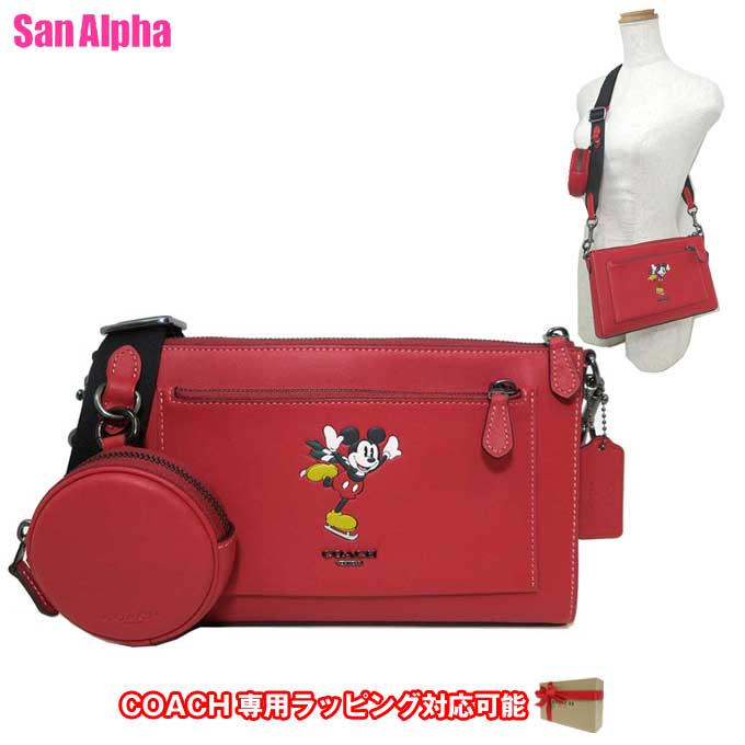 【1000円OFF 5/16 01:59迄】コーチ バッグ ショルダーバッグ COACH X DISNEY コーチ×ディズニー ミッキー アイス スケート ホールデン クロスボディ ミニポーチ付き 斜め掛け CM743 QBW9S(エレクトリックレッドマルチ)コラボ商品 アウトレット メンズ 送料無料