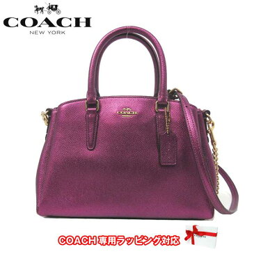 コーチ アウトレット COACH ハンドバッグ F29665 メタリック クロスグレーン レザー チェーンショルダー 2WAY ミニ セージ IMPHG(メタリックベリー)【レディース】【RCP】