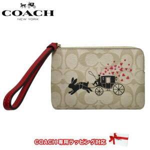 【10%OFF 4/6 9:59迄】コーチ ポーチ COACH ルーナー ニュー イヤー コーナー ジップ リストレット・シグネチャー キャンバス・ラビット アンド キャリッジ ストラップ付き CF372 IMOT4(ライトカーキマルチ) アウトレット レディース 送料無料【メール便対応(ネコポス)】