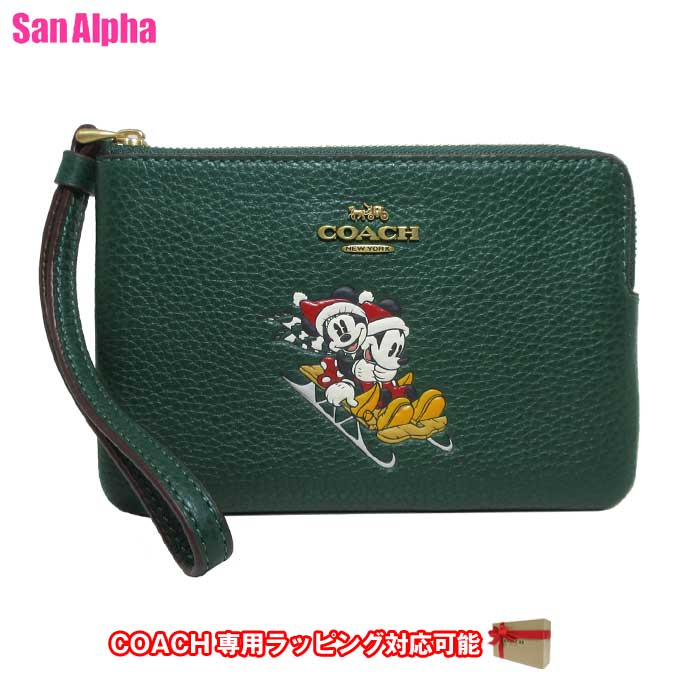 ディズニー 【1000円OFF 5/16 01:59迄】コーチ ポーチ COACH X DISNEY コーチ × ディズニー ミッキー ミニー スレッド モチーフ コーナー ジップ リストレット CN025 B4CZS(ダークパイン)コラボ商品 アウトレット レディース 【メール便対応(ネコポス)】