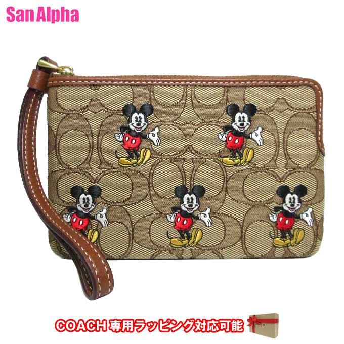 コーチ ポーチ 【1000円OFF 5/16 01:59迄】コーチ ポーチ COACH X DISNEY コーチ × ディズニー ミッキー プリント シグネチャー コーナー ジップ リストレット CN033 B4R3U(カーキ×レッドウッドマルチ)コラボ商品 アウトレット レディース 【メール便対応(ネコポス)】