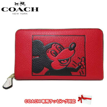 コーチ 財布 長財布 COACH ディズニー×キース・ヘリング ミッキー ミディアム ジップ アラウンド ラウンドファスナー C6909 IMRZP(エレクトリックレッド) アウトレット レディース ●コラボ商品!!● 送料無料【ギフト】