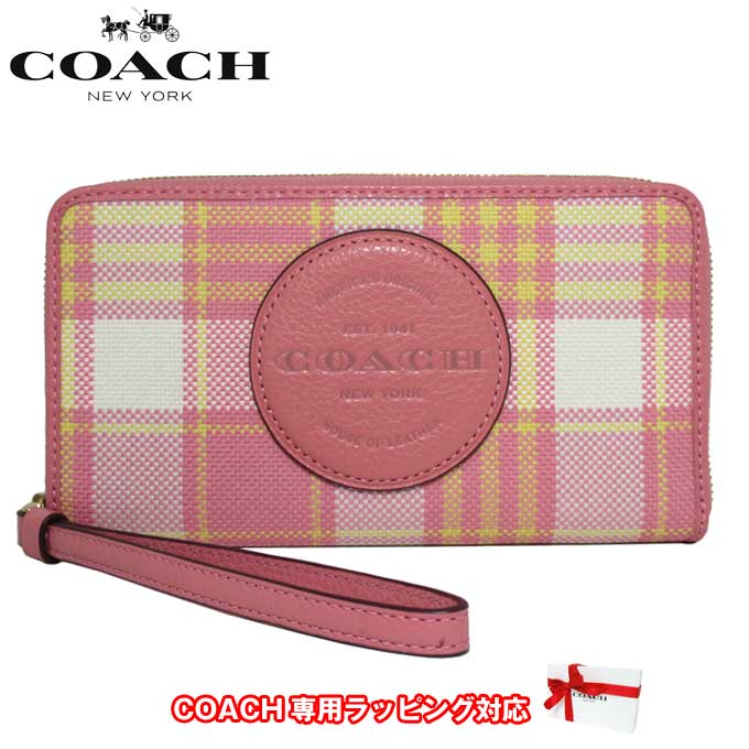 コーチ 長財布 レディース 【1000円OFF 5/16 01:59迄】コーチ 長財布 レディース COACH C8680 IMTVT チェック柄 ロゴ デンプシー ストラップ付 ラージ フォン ウォレット アウトレット 送料無料