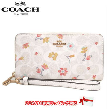 【10%OFF 8/21 09:59迄】コーチ 長財布 レディース COACH C8695 IMCAH(ホワイト系マルチ) PVC シグネチャー ミスティカル フローラル プリント 花柄 ストラップ付き ラウンドファスナー アウトレット 送料無料【ギフト】