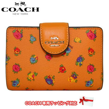 コーチ 財布 二つ折り財布 COACH PVC ミニ ヴィンテージ ローズ プリント ミディアム コーナー ジップ ウォレット C9934 IMUD8(オレンジ系×マルチカラ−) アウトレット レディース 送料無料